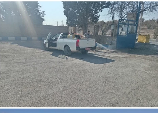 ضد عفونی مستمر میدان دام و کشتارگاه به منظور پیشگیری از بیماری تب برفکی توسط اکیپ واحد مبارزه شبکه دامپزشکی شیروان